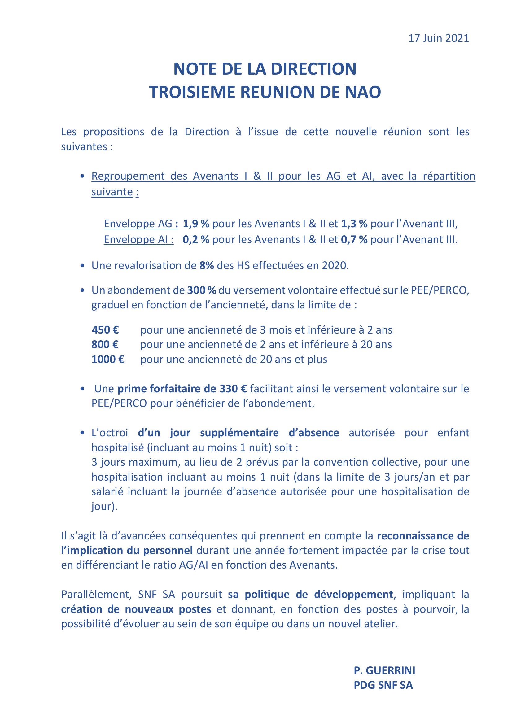 2021 0617 NOTE DE LA DIRECTION 3ème réunion