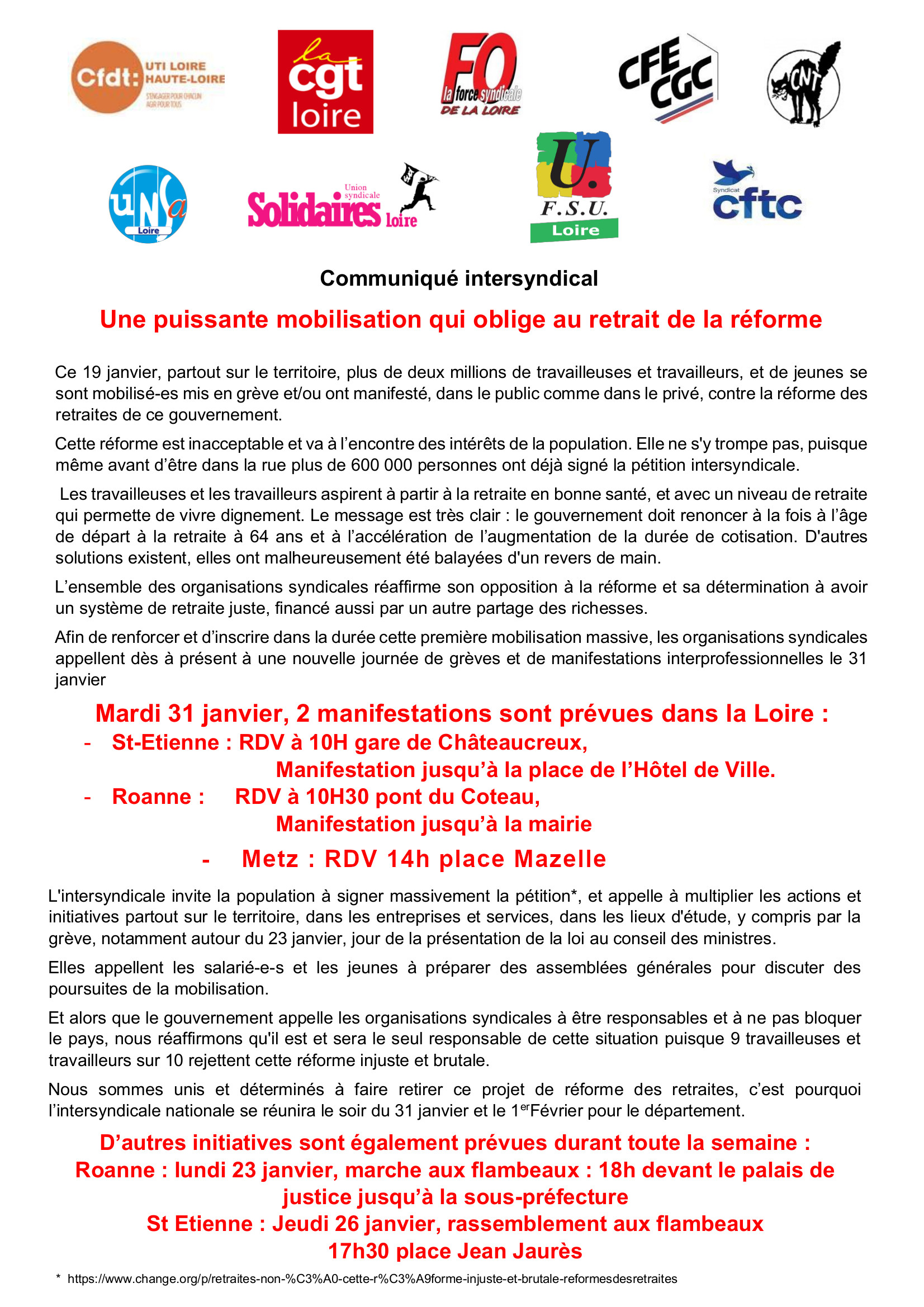 31 janvier 2023 Communiqué intersyndical Loire moselle p1