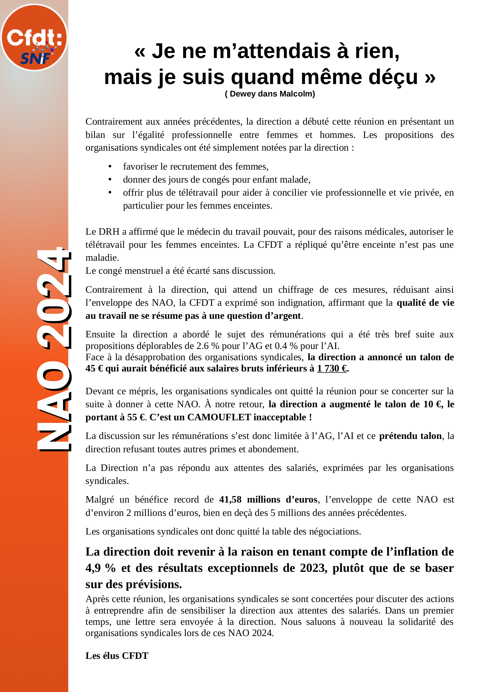2024 0607 Commentaire CFDT NAO